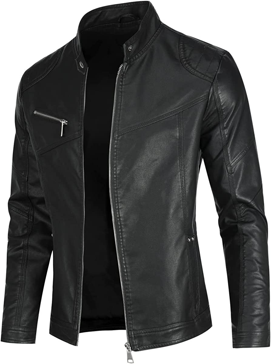 Real Lambskin Cafe Racer Black Biker Leather Jacket 