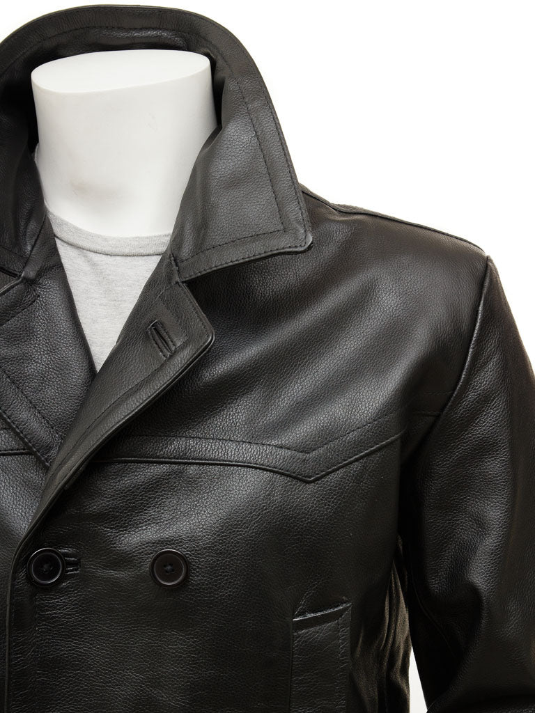 Real Sheepskin Black Leather Coat 