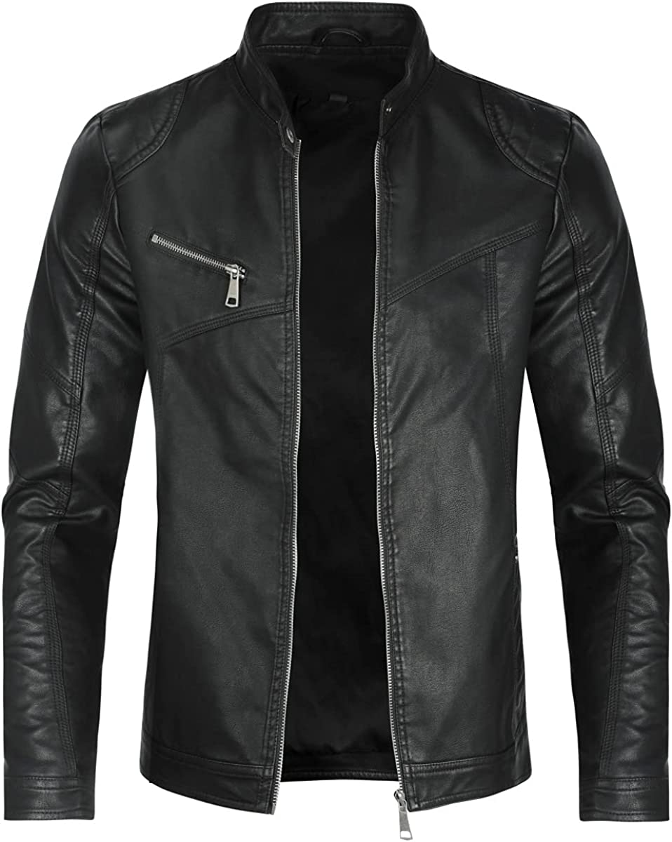 Real Lambskin Cafe Racer Black Biker Leather Jacket For Men