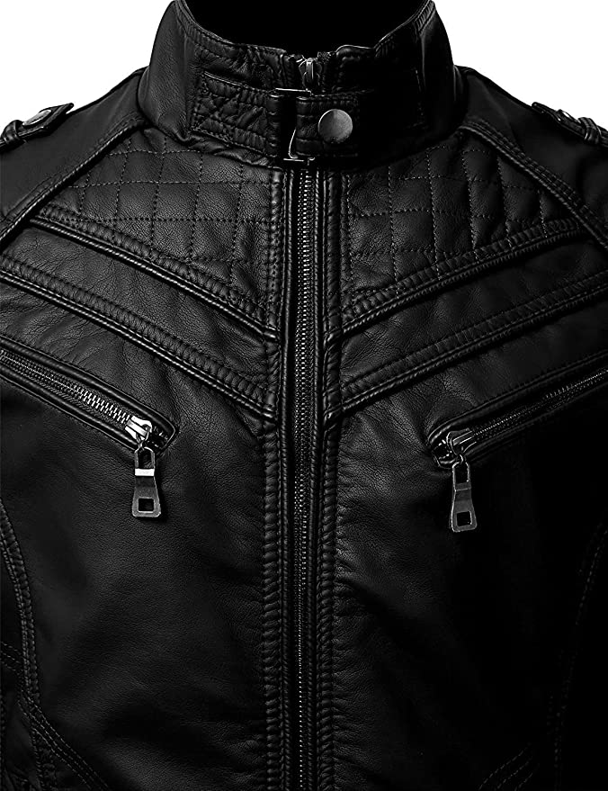 Real Lambskin Black Biker Leather Jacket