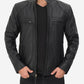 Lambskin Dodge Black Cafe Racer Leather Jacket For Men