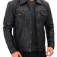Four Pocket Black Trucker Leather Jacket